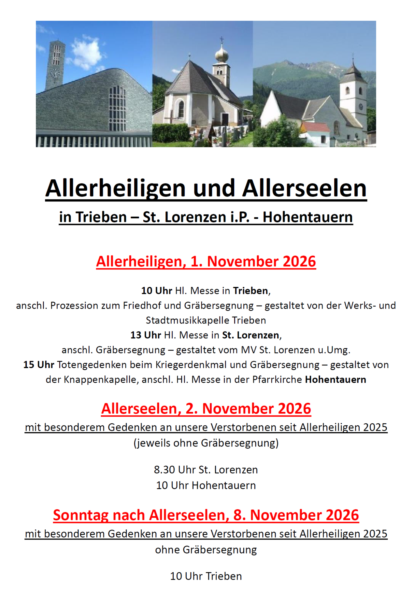 Allerheiligen und Allerseelen